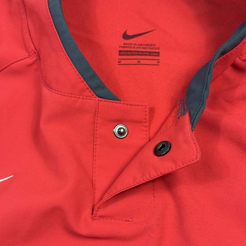 Nike Baseball Dri-Fit Windbreaker Jacket Snap Button Short Sleeve Red Men's M - Picture 10 of 16