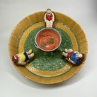 Vintage 90s Lotus Ceramic Chip & Dip Platter Handcrafted 14” Snack Tray #106