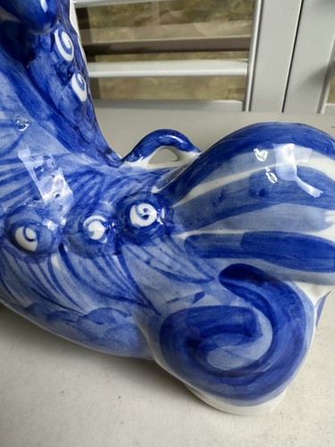 Vintage Mid Century 1960s Foo Dogs Pair Blue & White - Picture 2 of 16