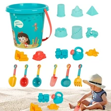 Beach Sand Toys Set 18 Pcs Thickened Kid Beach Toys Sand Bucket, Sand Truck