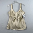 Nine West 100% Silk Camisole Top Champagne Cami Size 10 Satin V Neck New