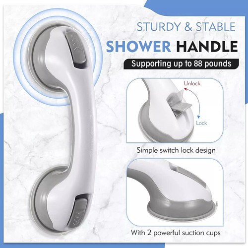 2 Pack Bathroom Support Grab Handle Bath Shower Safety Suction Grip Hand Rail UK - Picture 4 of 15