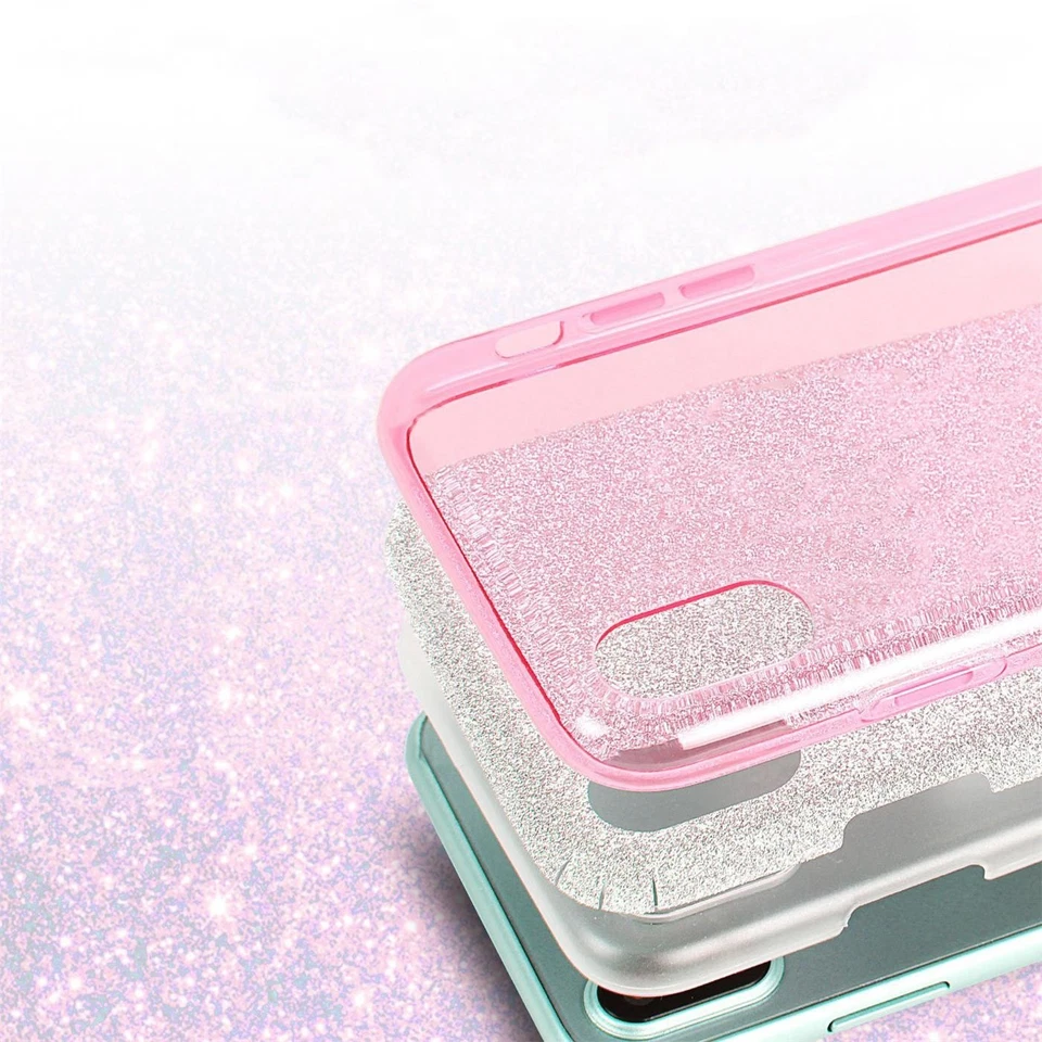 Silikon Schutz Hülle für iPhone 5s 6s 7 8 Plus Xs Max Glitzer Tasche Cover Case - Bild 4 von 4