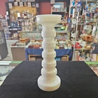 Vintage Anchor Hocking Milk Glass Spindle Ringed Candlestick Bud Vase MCM