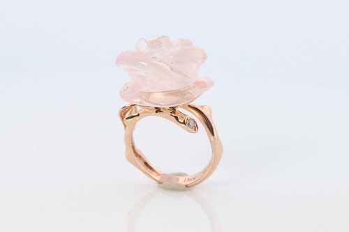 Anillo Dior de diamantes rosa 18k. Anillo de diamantes de cuarzo pre catelan rosa Dior genuino. - Imagen 3 de 12