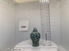 2261 Snuff Bottle Ceramic Grey With Blue Design