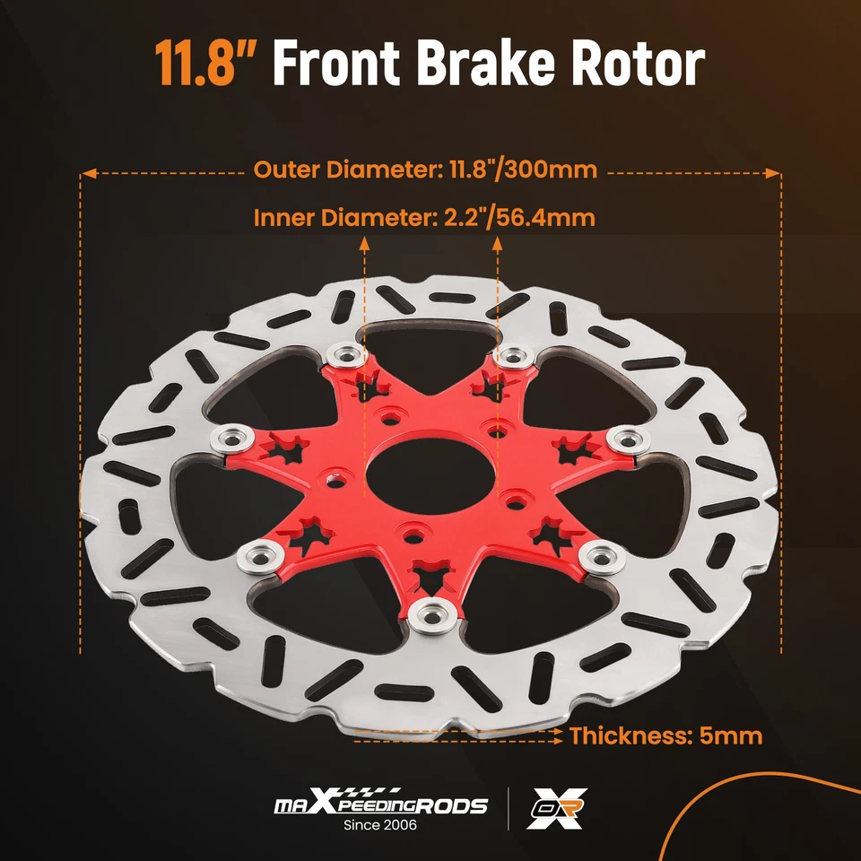 11.8"Front Brake Rotor Disc for Harley Davidson Touring Softail Dyna 2008-24 Red Foto 2 de 4