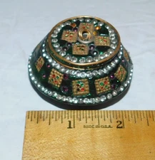 NEAT TRINKET DISH WITH RHINESTONES AND BEADS HANDMADE?
