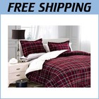 Softest 3-Piece Down Alternative Plaid Comforter Set for King/Cal King Beds