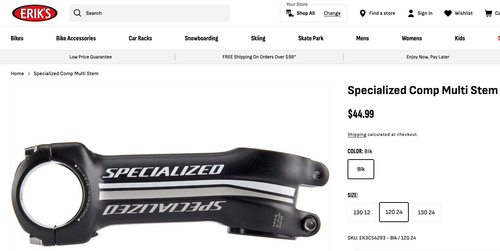 Specialized Comp Multi Stem 120mm, 31.8mm Handlebar Clamp, 1 1/8th Steerer - Picture 15 of 15