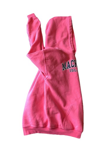 Mackinac Island Gildan Hooded Sweatshirt Girls Size XL X-Large Pink White GUC - Picture 2 of 13