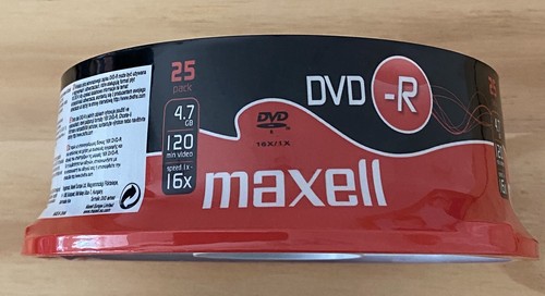 Maxell DVD-R Recordable Blank DVD-R Discs Pack 25 Shrink-Wrap 4.7GB 120mins 16x - Afbeelding 3 van 5