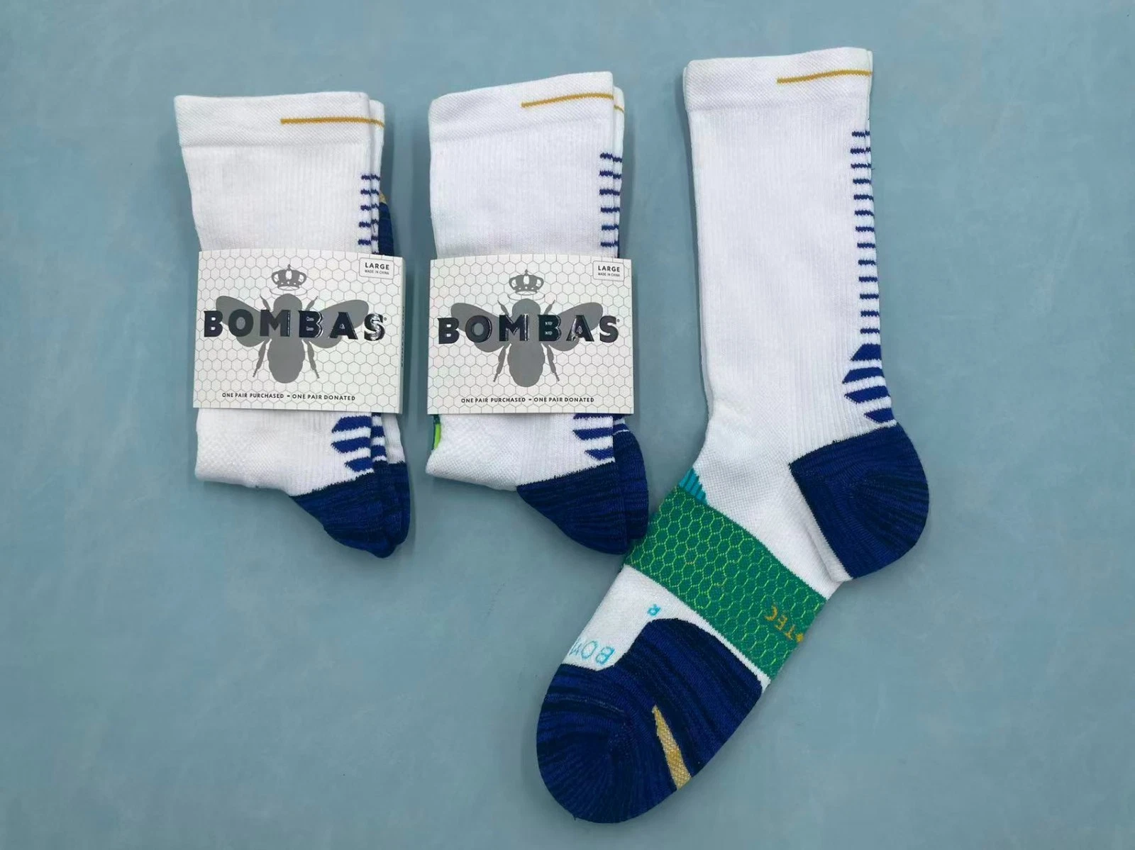 3 Pairs Bombas Men's Running Calf socks Size Large 9-13 Multicolor