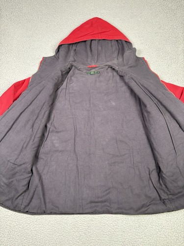 VTG J Crew Oarsman Jacket Mens LG Red Hooded Full Zip 100% Cotton Lined 90s - Picture 7 of 13