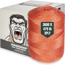 Twine Roll – 3-Ply, 3600 Ft, 479 LB Strength Polypropylene Rope 