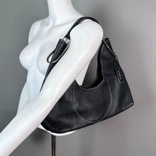 FURLA shoulder bag black baguette short top handle chrome hardware Lutetia NWT