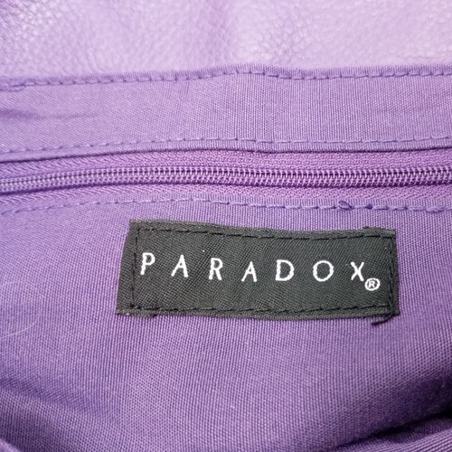 PARADOX Purple Genuine Leather & Man Made Trim Tote Bag Handbag Sz 33x18x8.5 cm - Picture 9 of 20