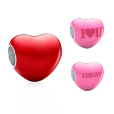 Charms Beads 925 Sterling Silver Colour-changing Hidden Heart Dangle Pendant wit