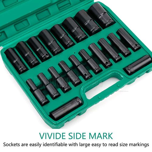 Impact Socket Set 1/2 Inches 20 pcs Deep Drive Impact 8mm-32mm W/ Storage Box - Picture 12 of 12