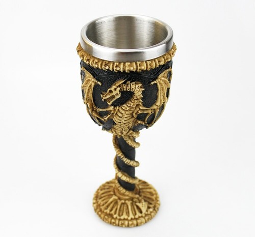 Gothic Wine Goblet 3D Skeleton Dragon Retro Stainless Steel Resin Wine Glass - Bild 8 von 12