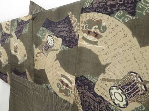 4611T12z320 Kimono Japonés Vintage Seda Para Hombre OSHIMA HAORI Jigami - Imagen 2 de 5