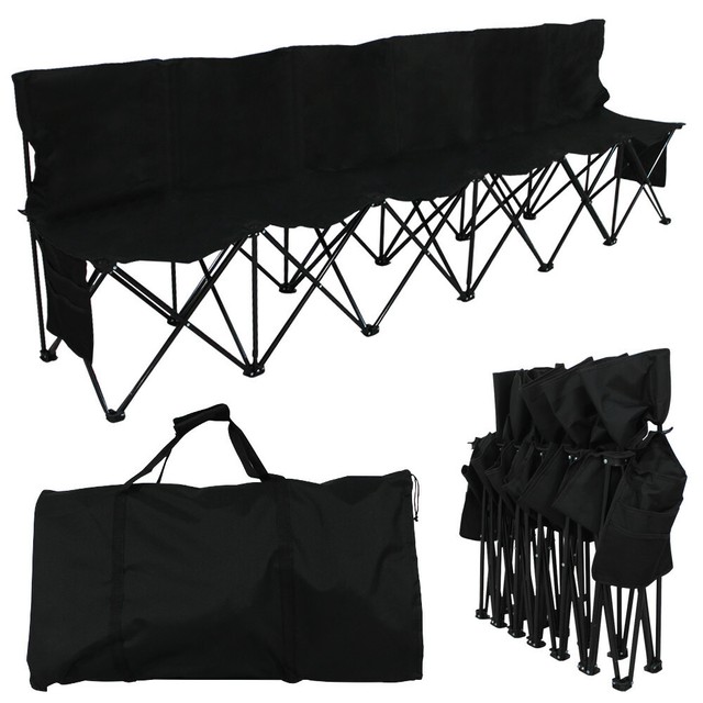Six Seats Folding Bench Outdoor Picnic Camping Multi Deck Chair Six Seats Folding Bench Outdoor Picnic Camping Multi Deck Chair Portable Black