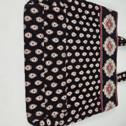 Vera Bradley Black Red Paisley Quilted Shoulder Tote Bag - Picture 3 of 7
