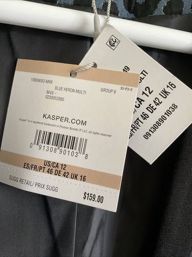 KASPER TEXTURED LEOPARD BLUE HERON BLACK METALLIC OPEN FRONT LINED COAT 12 NWT - Picture 15 of 21