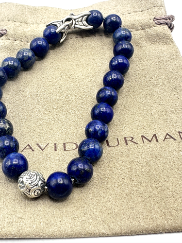 David Yurman Mens Spiritual Bead Bracelet with Lapis Lazuli 8.5 in - Picture 3 of 4