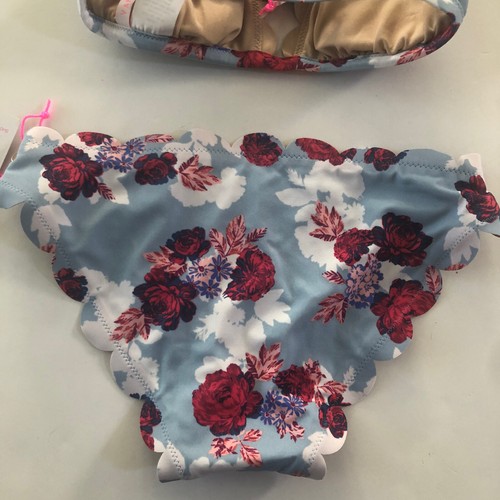Vanilla Beach XS Bikini Scallop Rose Blue Pink Red Swim Top Hipster Bottom #Box6 - Picture 7 of 8