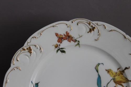 Antico piatto da portata Haviland & Co Limoges fiori colorati 24,5 cm bordo rotto (11 - Foto 3 di 8