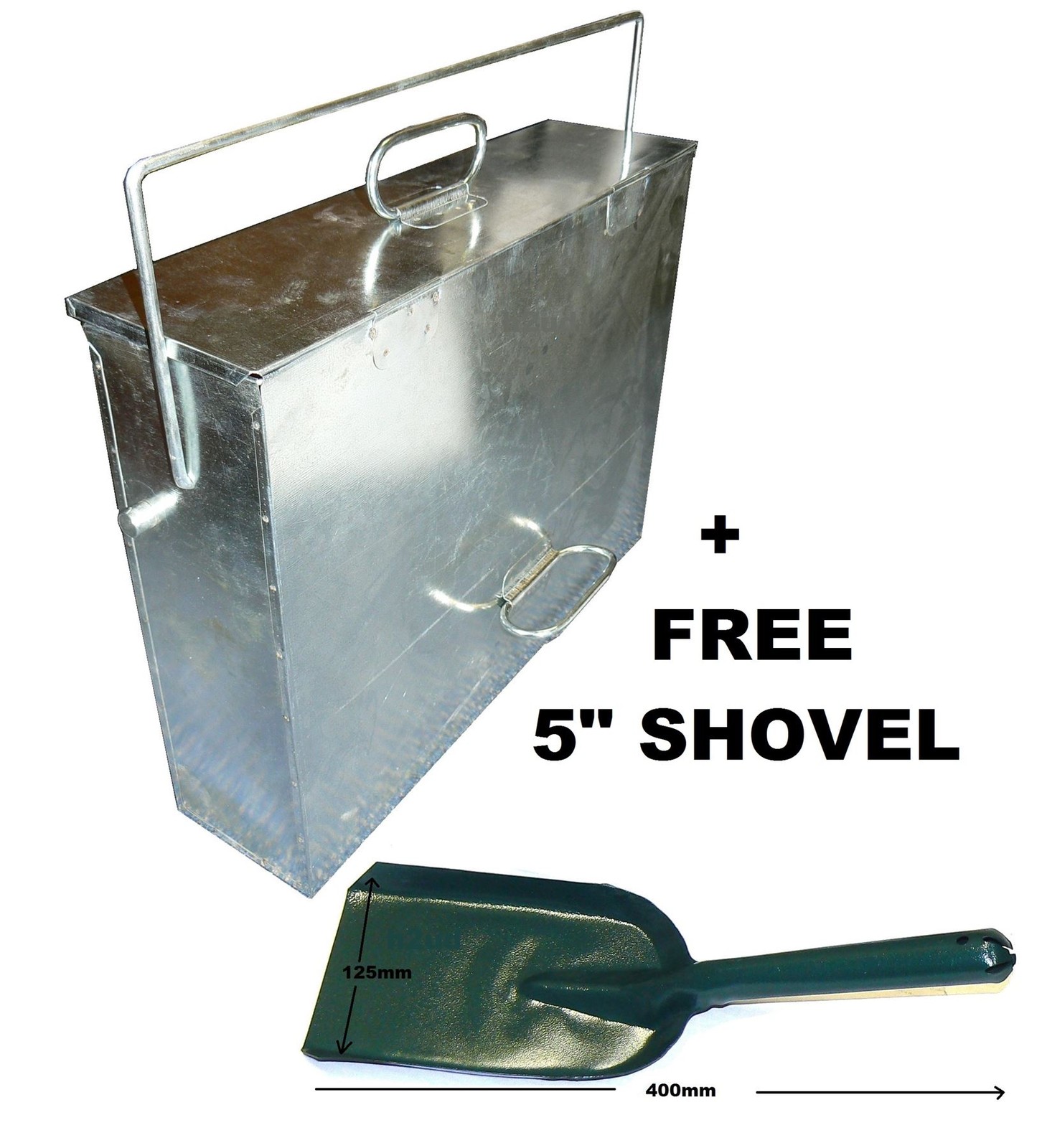 Ash Carrier Large Galv Metal Hot Ash Box Bucket Fireplace Pan Bin c/w