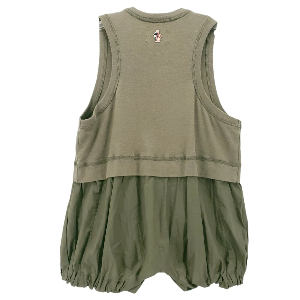 Camiseta sin mangas Moncler Canotta verde militar dobladillo burbuja cordón a presión usada en excelente estado talla XS Foto 2 de 4