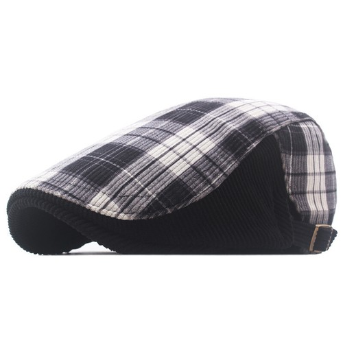 Men Boys Striped Plaid Newsboy Cap Cabbie Beret Flat Hat Adjustable Casual Retro - Picture 5 of 13