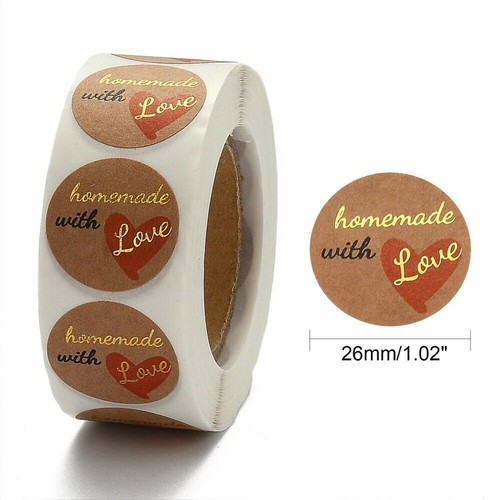 Homemade with Love, Flat Round Decorative Adhesive Sticker Tapes, Burleywood & G - Picture 4 of 5