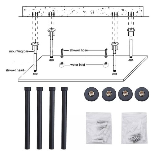 Schwarzes Thermostat-Unterputz-Brause-LED-Brause-Set 40X80cm Regenbrause-Set - Bild 10 von 10