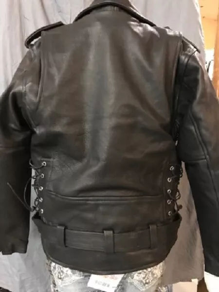 Men s Thick Leather Motorcycle Jacket Old School Biker Jacket 888