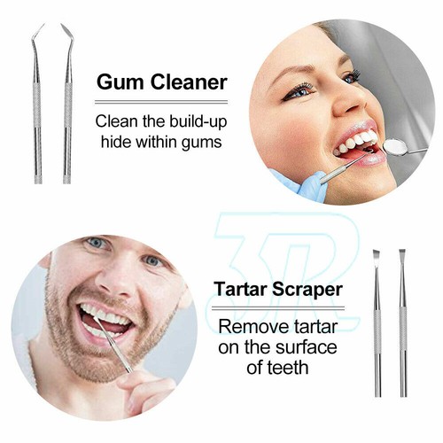 Dental Hygiene Tools Teeth Cleaning Kits Mirror Scraper Pick Scaler Tweezer 7PCS - Picture 6 of 11