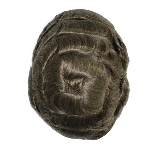 Mens Toupee Human Hair Replacement System Fine Mono Poly Gauze Hair Pieces AR#17 - Picture 6 of 8