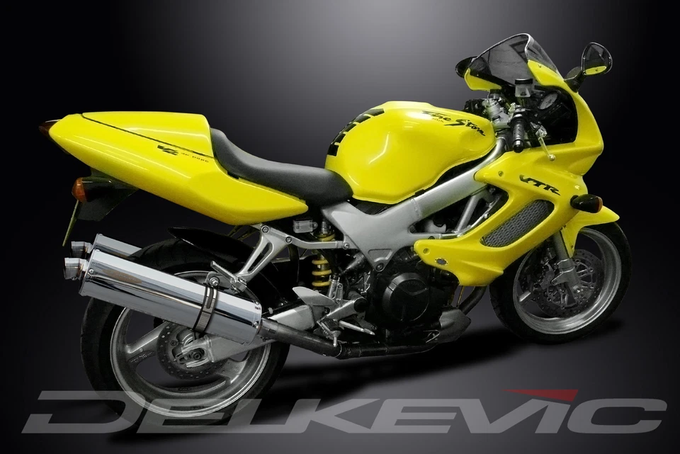 Kit silenciador de escape ovalado de acero inoxidable 18" deslizable Honda VTR1000F Superhawk 1997-03 Foto 4 de 4