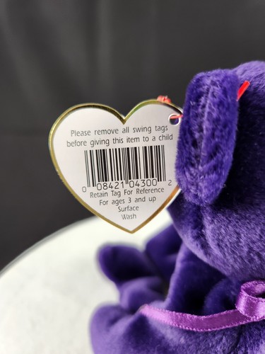 TY Beanie Babies Princess Bear 1997 PE Pellets No Space Tag w/Display Case - Picture 12 of 14