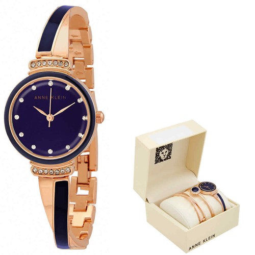 Anne Klein Quartz Crystal Glossy Blue Ladies Watch and Bracelet