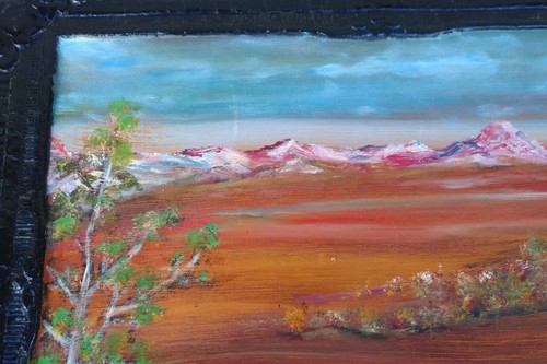 Gemälde ATEMBERAUBEND Antik HOLZ gerahmt Naive Kunst Landschaft Berge WE - Bild 8 von 11