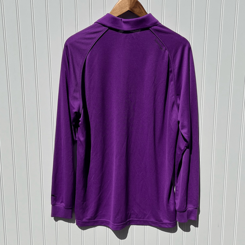 Slazenger Polo Shirt Men’s Medium Purple Long Sleeve Lightweight Check Collared - Picture 7 of 7