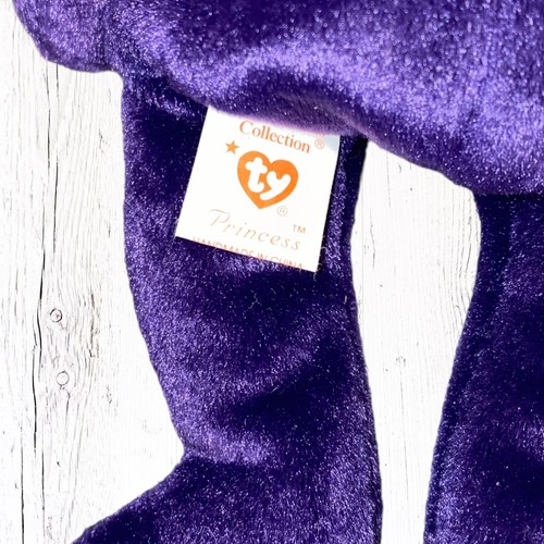 Ty Beanie Babies Baby Princess Diana Bear Purple White Rose 1997 With Tags Rare - Picture 3 of 7