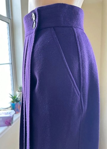 Vintage Yves Saint Laurent Tricot Women Wrap Skirt Size S Purple High Rise Lined - Picture 9 of 22