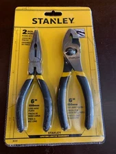 Stanley Tools Pliers 2 Piece Set: 6" Slip Joint & 6" Needle Long Nose 84-212 NEW