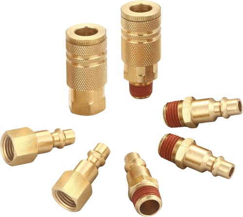Professional 7 Piece Air Fittings Set - Solid Brass and 300 psi Max Pressure - Picture 3 of 10