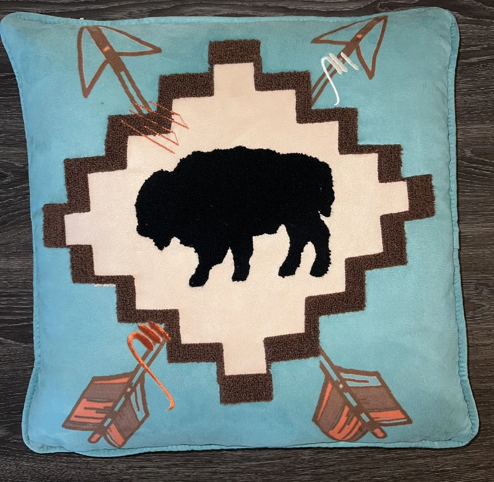 "Almohada Bufflo grande HiEnd Accents con detalles de adorno, Serape, 18"" x 18""" Foto 2 de 4