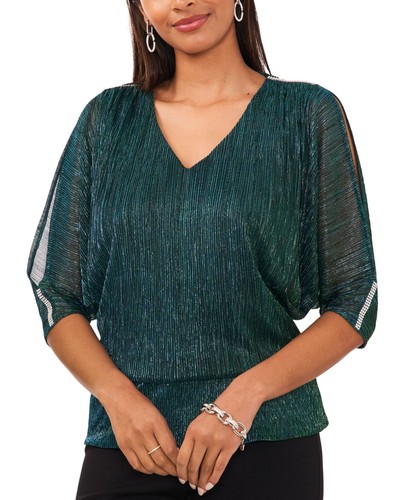 Blusa Msk Mujer Metálica Manga Dividida - Jade Deslumbrante, Grande